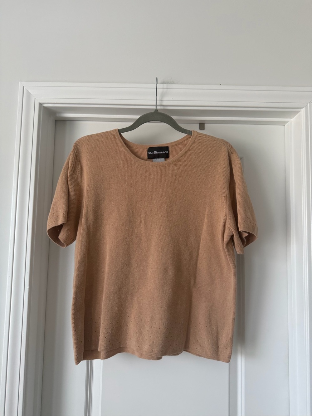 Sag Harbor Short-Sleeve Knit Sweater - Camel